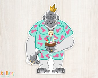 Grandpa Kong King Kong Inspired Vinyl Sticker! Retro Monster Art!