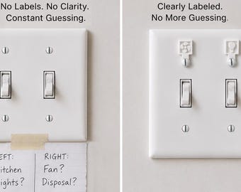 Light Switch Labels for Wall Plates, Switch Identifier Tags, Screw Mounted Switch Labels, Airbnb Rental & Garage Light Switch Organizer