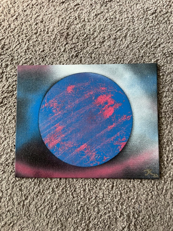 Outer Space Spray Paint Art Blue Pink Sky Stars Streaks Etsy