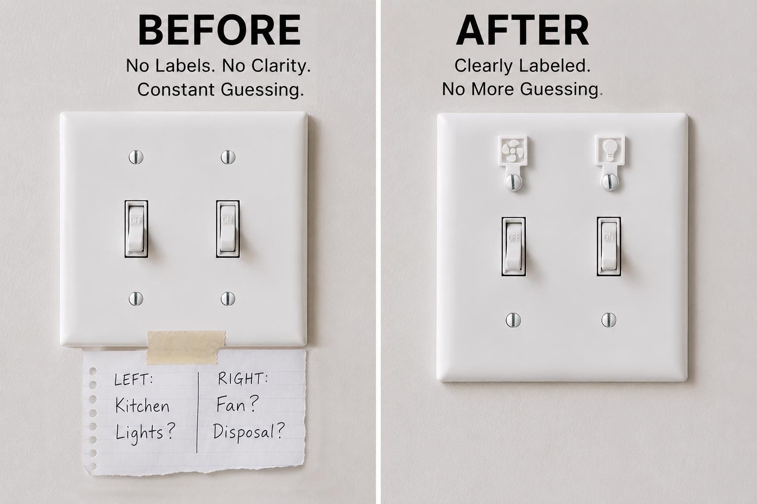 Light Switch Labels for Wall Plates, Switch Identifier Tags, Screw ...