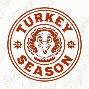 Turkije seizoen 2024, png | Vintage Thanksgiving Turkije illustratie | Badge herfstseizoen | Digitale download voor T-shirts, mokken en decoratie