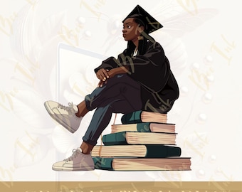 Black Girl Graduation PNG | Empowering Senior Portrait (Digital Clip Art)
