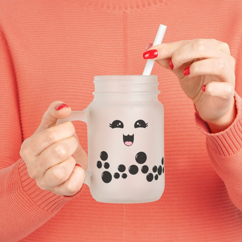 Boba Tea Mason Jar Cup Bubble Tea Cup Cute Boba Drink Cup Etsy Finland