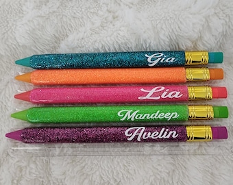 Personalized Glitter Mechanical Pencil Set, Custom Teacher Gift