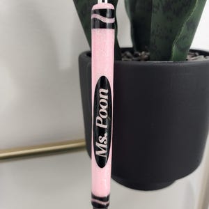 Crayon Glitter Pen,custom pen,teacher gifts, gifts for her,crafts, gel pen,customized pen,customized gift,personalized pen