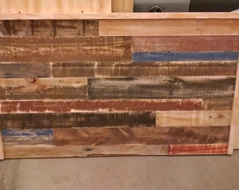 Colorful Pallet Headboard Full Size Bed