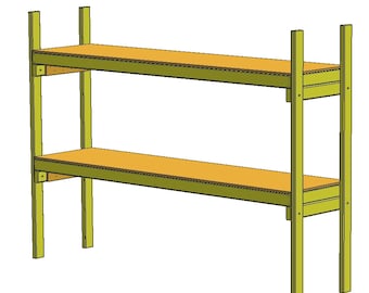 Knockdown Storage Shelving Plans, 2x4 Construction, 2' Deep, 6' High, 8' Wide, Heavy-Duty Lumber Shelfs