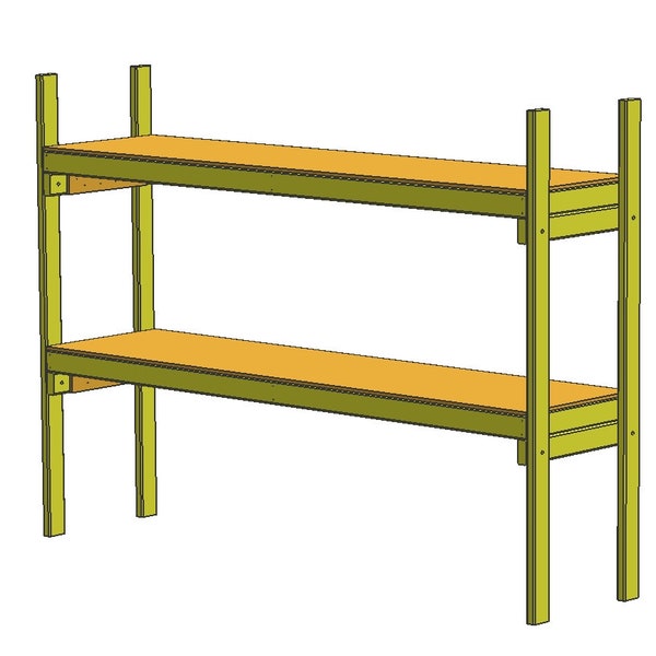 Knockdown Storage Shelving Plans, 2x4 Construction, 2' Deep, 6' High, 8' Wide, Heavy-Duty Lumber Shelfs