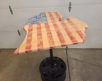 Made in Michigan Pub Bar Table - Faded American Flag