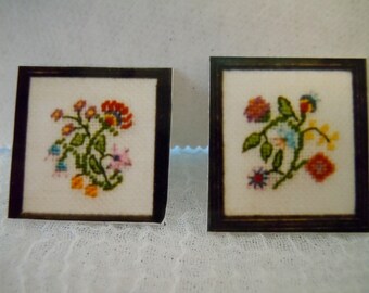 Vintage French Petit Point Floral Tapestry Purse - Hand Made in France