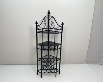Dollhouse Miniature Wine Rack ~ Bar ~ Corner Shelf ~ Wine Shelf ~ Wine Bottles ~ Metal ~ 1:12 Scale ~ Accessory ~ Diorama ~ Vignette