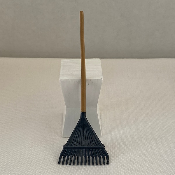 Dollhouse Miniature Rake ~ Leaf Rake ~ Lawn ~ Garden ~ Yard ~ Tool ~ Shed ~ 1:12 Scale ~ Garden Tool ~ Diorama ~ Fairy Garden ~ Room Box