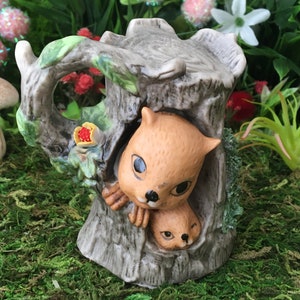 Chipmunks ~ Tree Trunk ~ Fairy Garden ~ Fairy House ~ Miniature Garden ~ Miniature Chipmunks ~ Gift ~ Gnome Garden ~ Diorama