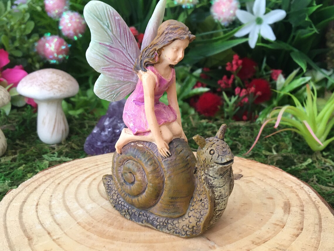 Fairy Fairy Riding Snail Racing Snail Fairy Garden Etsy