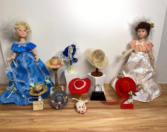 Dollhouse Miniature Accessories ~ Hat ~ Hat Shop ~ Milliner ~ Handbag ~ Victorian Doll ~ 1:12th Scale ~ Dress Shop ~ Diorama ~ Room Box
