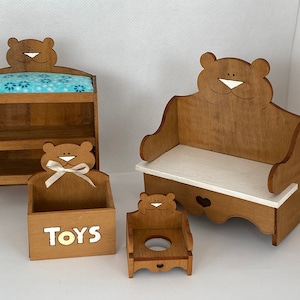 Dollhouse Miniature Nursery Set ~ Artisan ~ Baby ~ Furniture ~ Changing Table ~ Toy Box ~ Potty Chair ~ Bench ~ 1:12th Scale ~ Diorama