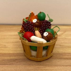Dollhouse Miniature Vegetables  ~ Basket Of Vegetables ~ Farm Stand ~ Market ~ Garden ~ 1:12th Scale ~ Vignette ~ Diorama ~ Accessories