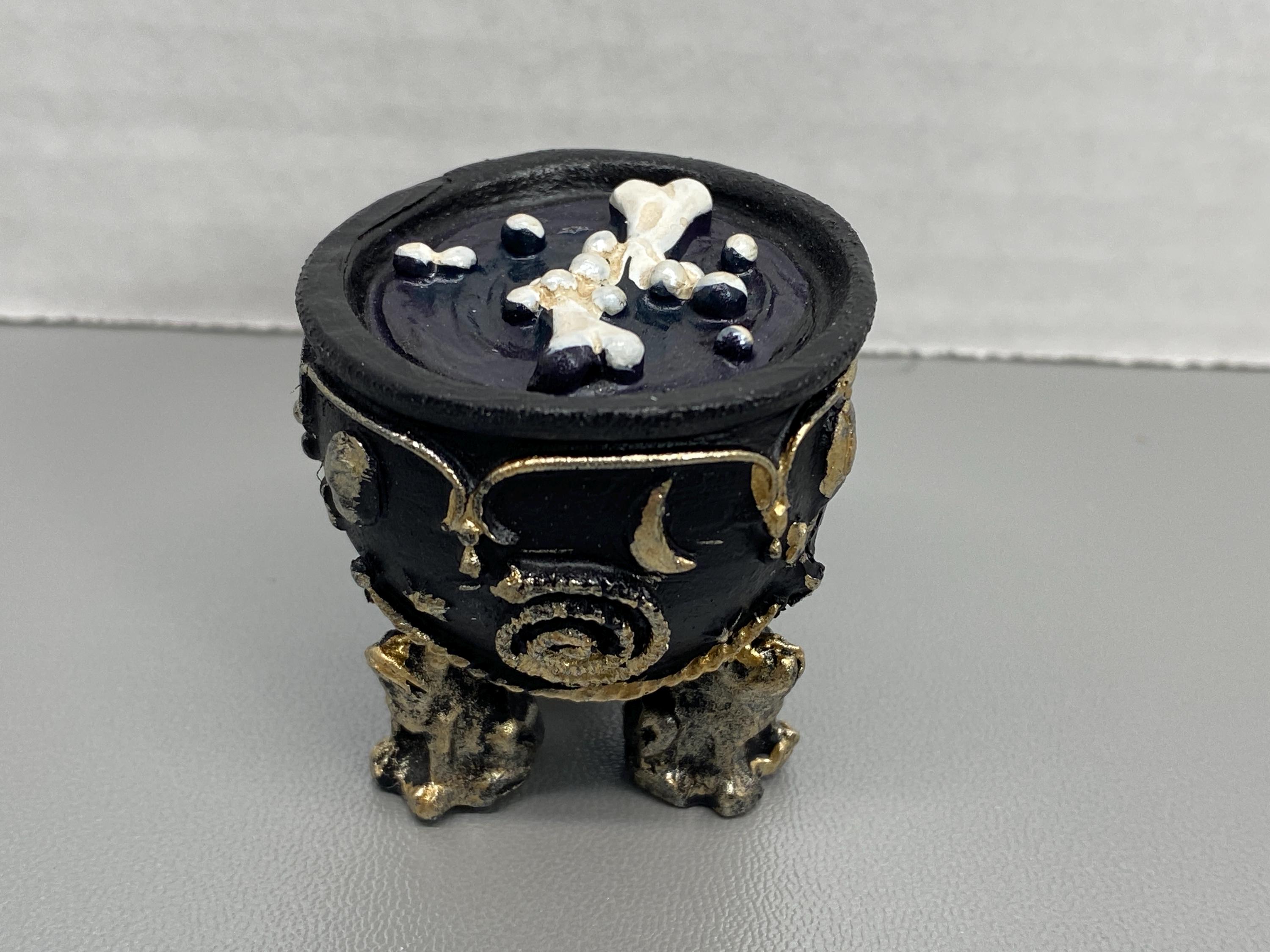 2Pcs Miniature Black Cauldrons - 1:12 Scale Halloween Dollhouse Decor, Witch Potion Props For DIY Scenes