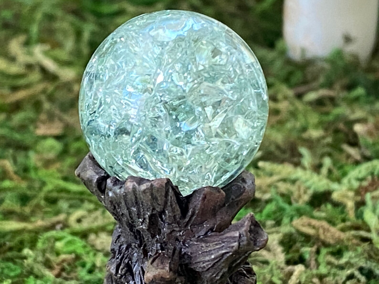 Gazing Ball Stump Gazing Ball Stake Fairy Fairy Garden Etsy
