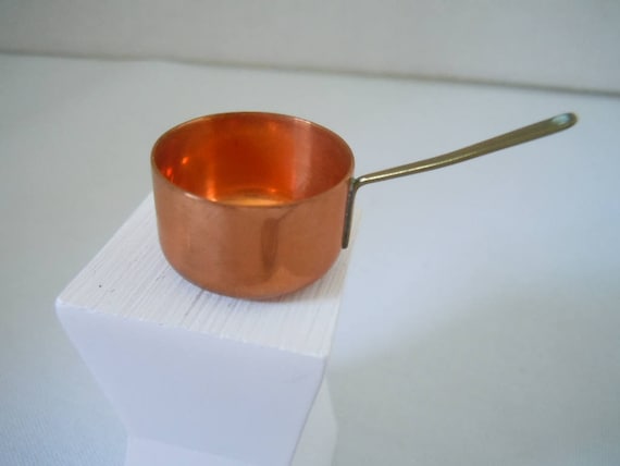 Dollhouse Miniature Set of 3 Copper Sauce Pots