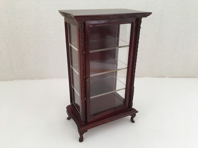Dollhouse Miniature Corner Shop Case in Mahogany