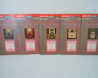 Dollhouse Miniature Stained Glass ~ Simulated ~ Window ~ Door ~ Decorative Window ~ 1:12 Scale ~ Fairy garden ~ Diorama ~ Room Box