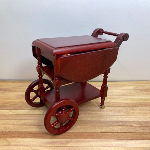 Dollhouse Miniature Tea Cart ~ Serving Cart ~ Furniture ~ 1:12 Scale ~ Vignette ~ Diorama ~ Book Nook ~ Room Box ~ Accessories