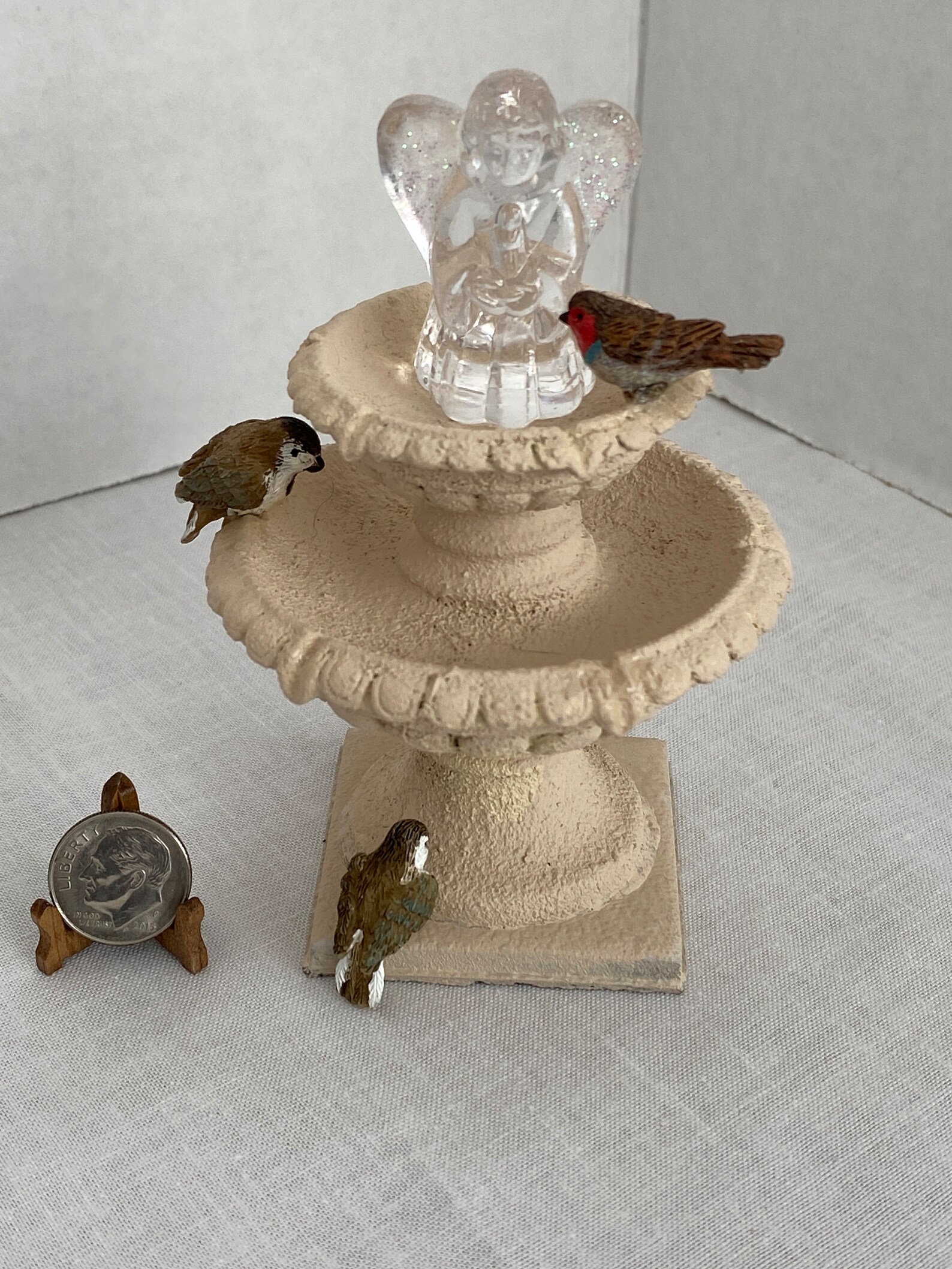 Dollhouse Miniature Birdbath Angel Fountain Garden Etsy