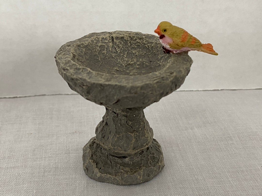Dollhouse Miniature Birdbath Birds Fountain Garden Etsy