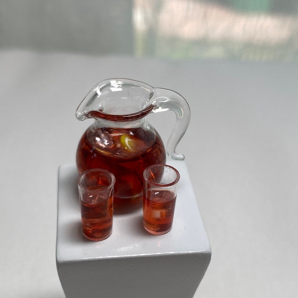 Dollhouse Miniature Ice Tea Pitcher ~ Ice Tea ~ Drink ~ Glass ~ Beverage ~ Kitchen ~ 1:12 Scale ~ Diorama ~ Accessory ~ Patio ~ Table