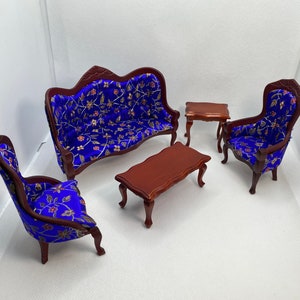 Dollhouse Miniature Parlor Set ~ Sofa ~ Couch ~ Chair ~ Victorian ~ End Table ~ 1:12th Scale ~ Furniture ~ Diorama ~ Living Room ~ Room Box