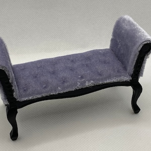Dollhouse Miniature Settee ~ Bench ~ Seat ~ Sofa ~ 1:12th Scale ~ Gray ~ Furniture ~ Bedroom ~ Living Room ~ Parlor ~ Diorama ~ Vignette