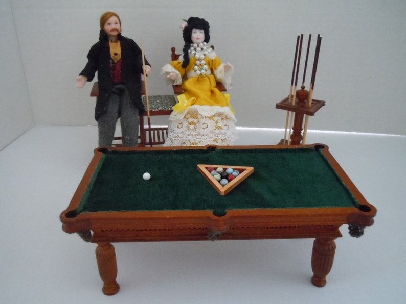 Dollhouse Miniature Pool Table Dolls Spectator Bench Etsy