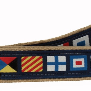 Nautical Code Flag on Khaki Web Belt, Military Style, Buckle NOT included