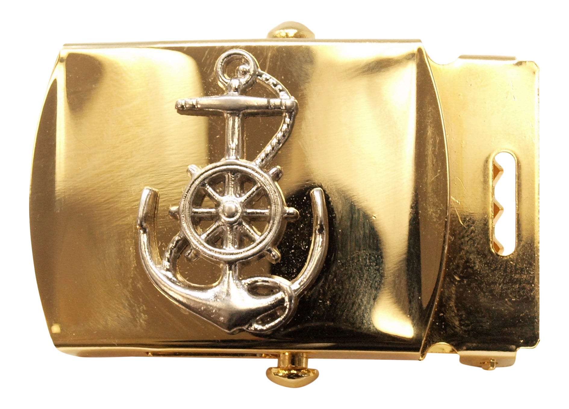 Nautical Anchor and Ships Wheel Brass Buckle Military Style 