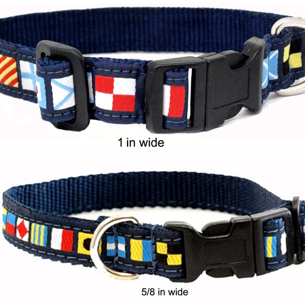 Nautical Code Flag Pet Collar, 1" and 5/8"