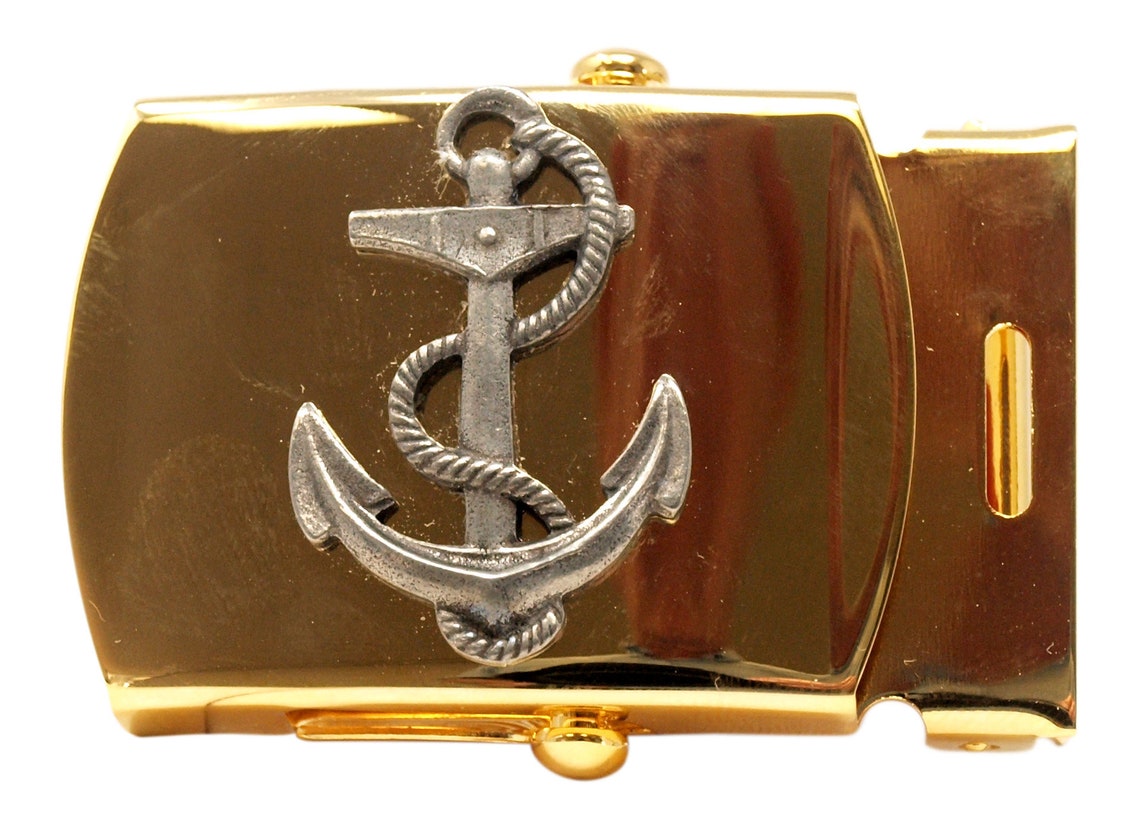 Nautical Anchor Brass Buckle Military Style 11/4 Wide Etsy