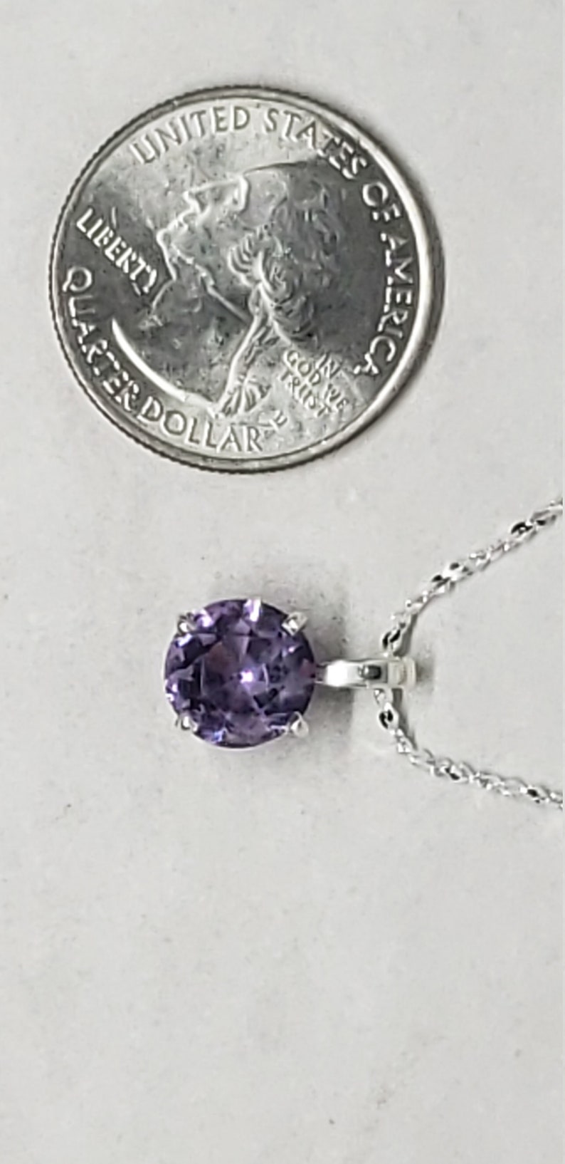 Großer Helllila Rundschliff Amethyst 2.48ct 9mmSterling Silber echte natürliche Amethyst Halskette Solitär Anhänger 18 Kette N0053 Bild 6