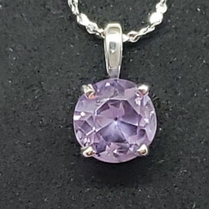 Großer Helllila Rundschliff Amethyst 2.48ct 9mmSterling Silber echte natürliche Amethyst Halskette Solitär Anhänger 18 Kette N0053 Bild 1