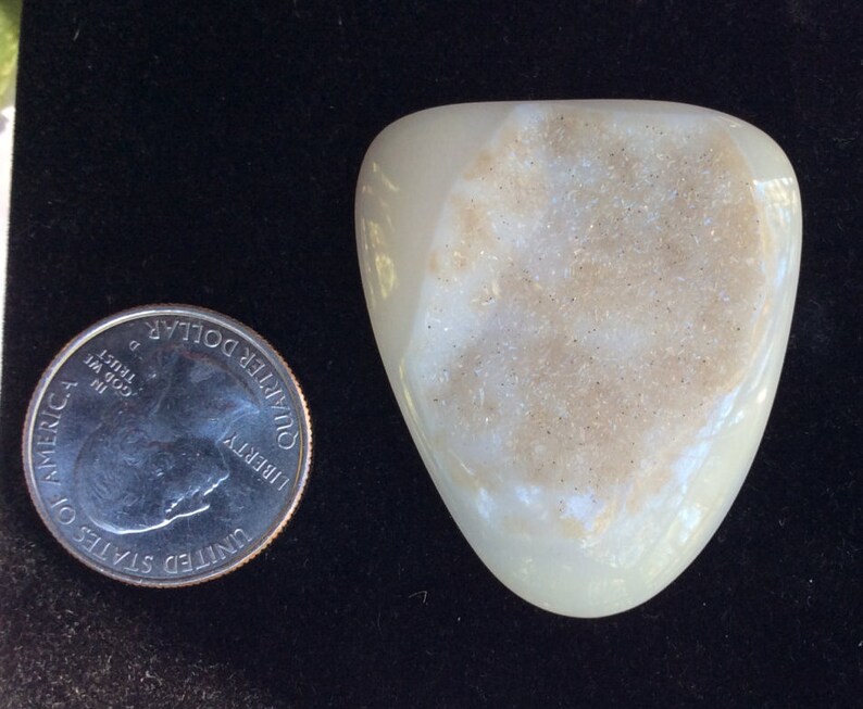 Druzy FREE SHIPPING White Huge Agate Edge Triangle Stunning 44x38mm Drusy Quartz NATURAL Untreated Natural Gemstone Free Shipping A193