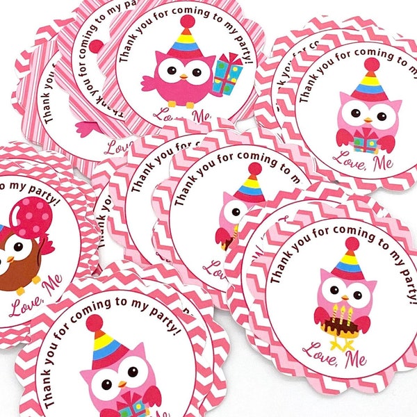 Girl Owl Birthday Thank You Tags Baby Shower Party Favors Decoration