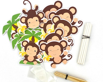 Monkey Cake Toppers DIY Baby Shower Cutouts Monkey Cupcake Jungle Birthday