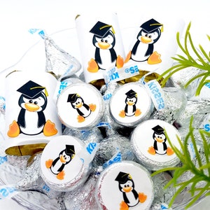Penguin Graduation Labels Candy Party Favors Stickers College Chocolate Wrappers