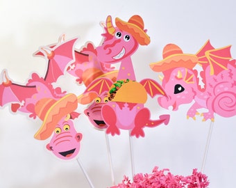 4 Taco Dragon Centerpieces, Taco Birthday Party, Taco Dragon Decoration, Taco Centerpiece Party, Dragon Birthday Supplies