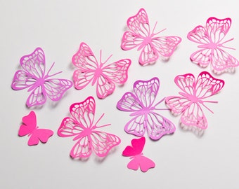 12 Large Butterfly Wall Art, 3D Wall Decor, Butterfly Party Decoration, Paper Butterflies, Butterfly Wall Decal