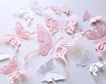 Birthday Butterfly Party Wall Decor Decals Baby Pink White Room Baby Shower 1st Birthday Party Decoration