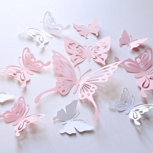 Birthday Butterfly Party Wall Decor Decals Baby Pink White Room Baby Shower 1st Birthday Party Decoration