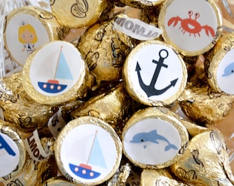 324 Nautical Candy Stickers Labels for Hershey® Kisses, Nautical Girl Birthday Baby Shower