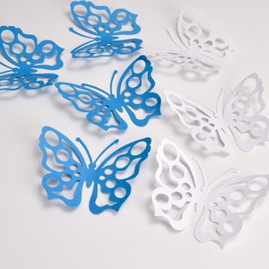 Blue and White Wall Stick Butterfly, Butterfly Home Decor, Butterfly for Room, Birthday Butterfly Decoration