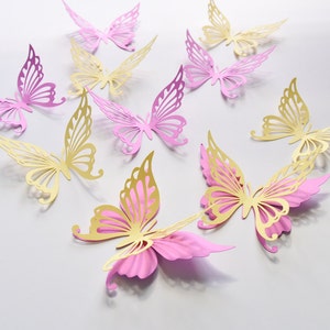 18 Butterfly Wall Decor, Butterfly Wall Stickers, Butterfly Wall Decorations for Girls Room, Paper Butterfly Party Decor image 1